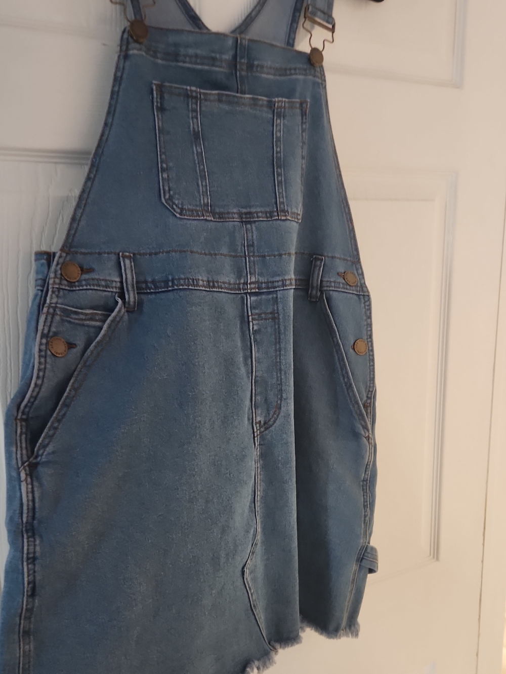 City Chic Light Blue Denim Overall Mini Skirt